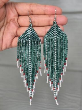 Pine Dust Boho Fringe Earrings Fringe Boheme Jewelry Western Beaded Y2K